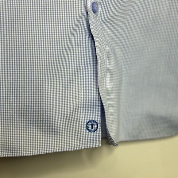 Twillory Performance Blue Houndstooth Long Sleeve Button Down Men's 16 36/37 - Picture 5 of 7